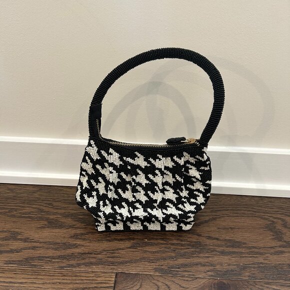 Anthropologie Houndstooth Beaded Mini Bag - Brand New